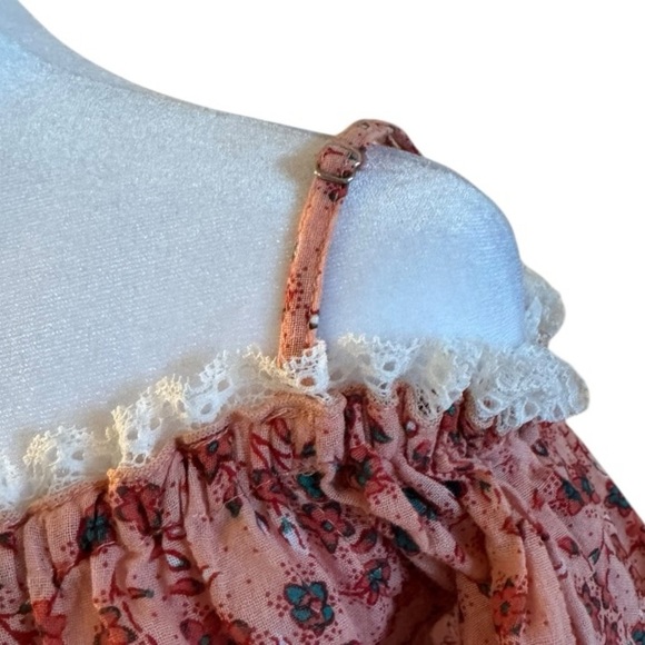 Poupette St Barth XXL Boho Floral Peasant Top Off Shoulder Blouse Pink - Picture 2 of 7